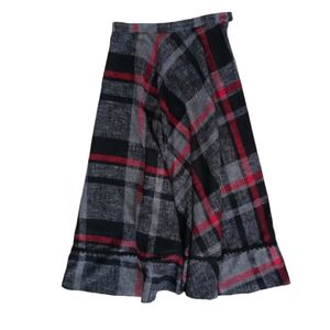 Vintage Plaid Wool Circle Skirt Maxi Gregge Sport